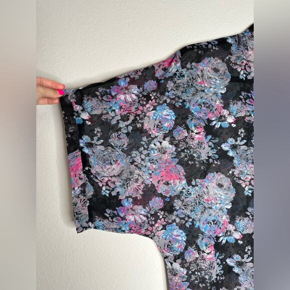 XHILARATION Womens Floral Printed Fringe Sheer Swim Cover up Size XS - Picture 4 of 5